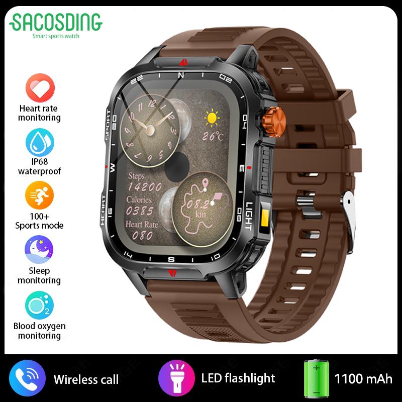 2025 New Men's Smart Watch Bluetooth Call 1100mAh Large Battery 60 days standby time 2.01 inch Screen IP68 Waterproof Motion Tracker