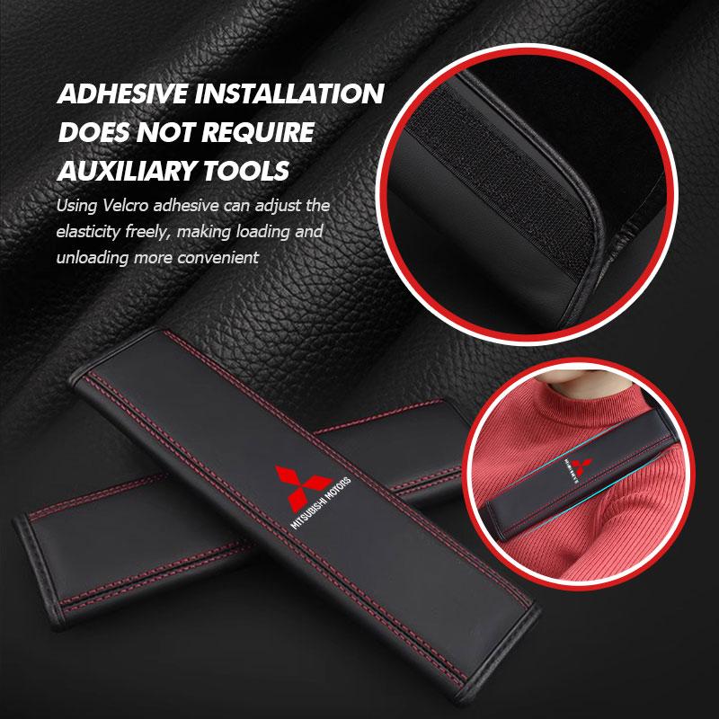 cxdjmy1 For Mitsubishi 1/2PCS Car Leather seat belt protective neck and shoulders cover Outlander Lancer L200 ASX Pajero Grandis Eclipse