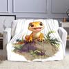 Cute Gecko Smiling on a Rock Patterned flannel blanket perfect for the bedroom living room, sofa, or a little nap