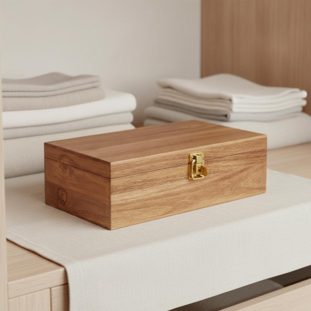 Acacia Wood Keepsake Box Decorative for Wedding Memories, Graduation Mementos