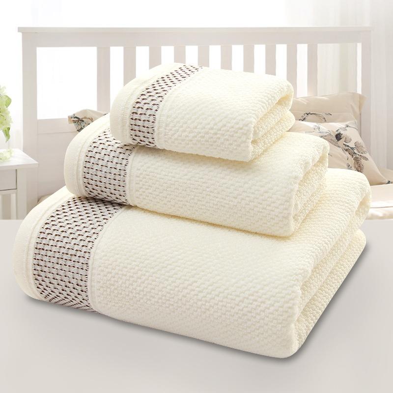 3pcs/set Luxury Cotton Towels Soft Absorbent Bath Sheet Hand Bathroom Towels