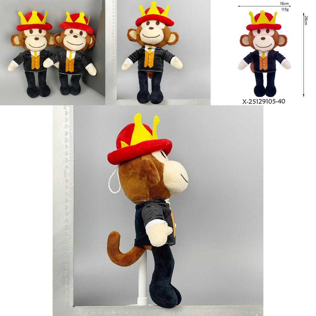 Steal A Brainrot Jandel Black Monkey Plush Toy With Red Hat Soft Cotton Collectible For Kids And Fans