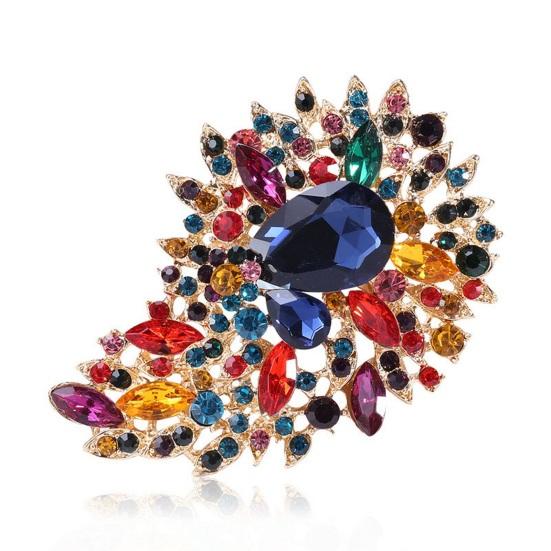 Vintage Crystal Brooch Anti-oxidation Anti-rust Alloy Lapel Pin Chic Colorful Crafted Pin Gift for Her