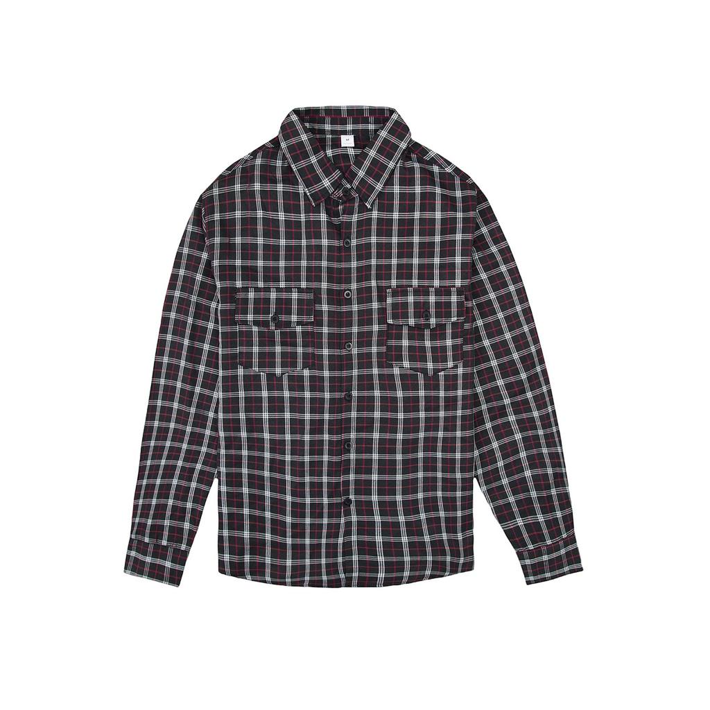 Men's Striped Plaid Casual Loose Button Lapel Long Sleeve Jacket