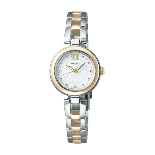 Seiko Watch Watch Seiko Selection Ladies Solar SWFA198 Ladies Silver + Yellow Gold