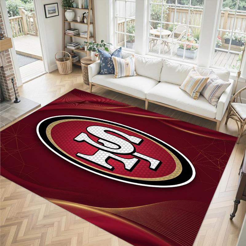 San Francisco 49ers Design Kristall Samt Teppich Gemütlich Nicht?Rutschfester Teppich mit Aufdruck für Schlafzimmer Wohnzimmer Eingang