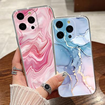 Colorful Marble Shell For Iphone 15 14 13 12 Pro Max 11 Shockproof Lens Protection Pc Hard Glossy Smooth Phone Case Cover