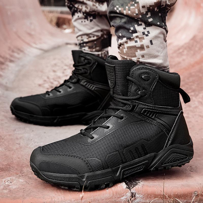 Four Seasons New High-top Hiking Shoes Outdoor Combat Boots Outdoor High-top Tactical Boots Land Combat Boots Thick-soled Training Boots