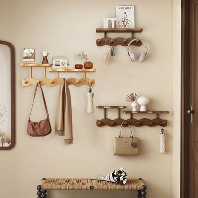 1 Stück Mehrzweck-Organizer Schlafzimmer Wandmontage Kleiderständer mit Haken Einfache Installation Wandregale Wohnzimmer 2 Farben