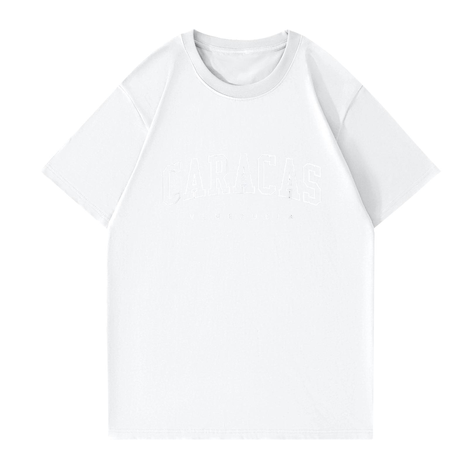 Женская и мужская модная футболка с круглым вырезом повседневная с принтом с коротким рукавом XL белый 1530₽