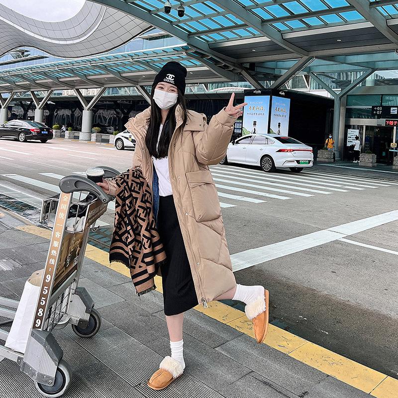 Women's Thickened Removable Hat Cotton-padded Jacket, New Winter Medium and Long Loose Knee-length Cotton Jacket