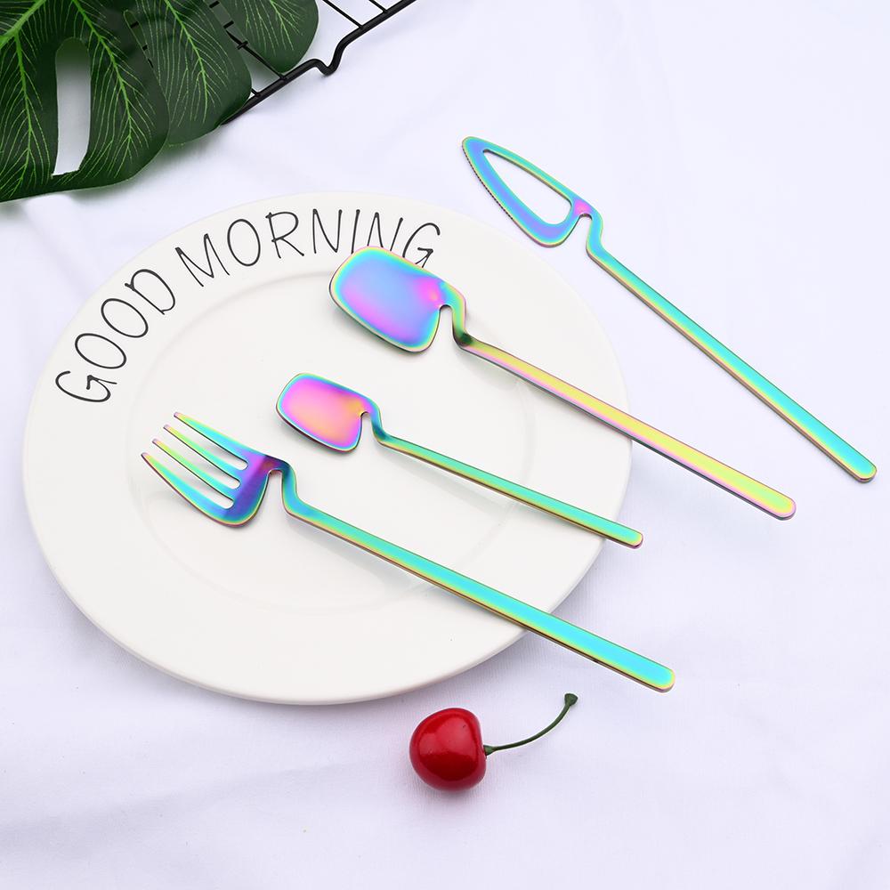 8People Black Dinnerware Set 304 Stainless Steel Kitchen Decor Spoon Fork Knife Tableware Matte Cutlery Party Bar Flatware Set