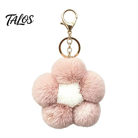 Women Bag Charm Plush Flower Keychain for Handbags, Five-petal Charm, Aesthetic Handbag Pendant Fluffy Backpack Hanging Accessory Soft