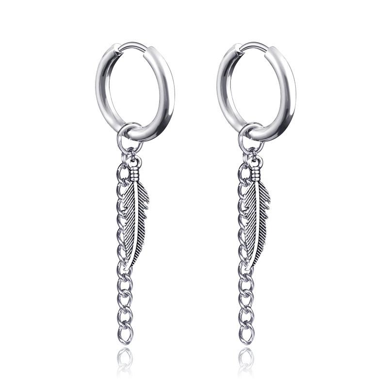 Newest 1 Pair Stainless Steel Cross Pendant Dangle Long Tassel Unisex Hoop Earrings Men/Women Punk Gothic Zircon Best Gifts