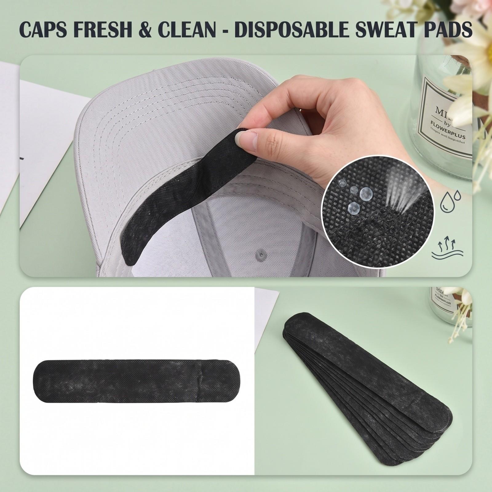 Disposable Sweat Absorbing Hat Liners Self-Adhesive Sweatband for Sweat and Hat Hygiene One Size