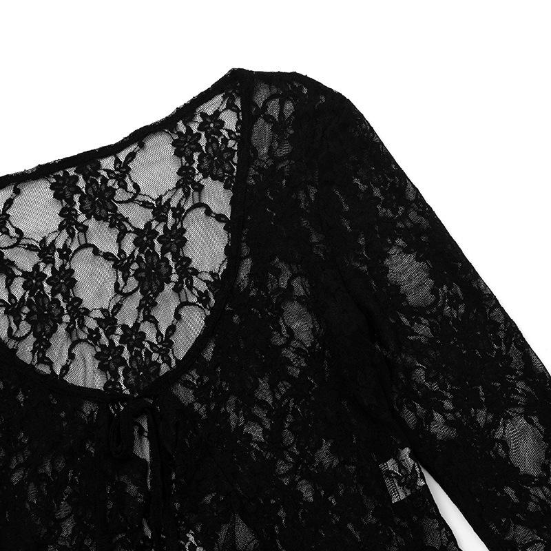 European & American Lace See-through Lace-up Cardigan - Sexy Summer & Autumn Style Top for Women