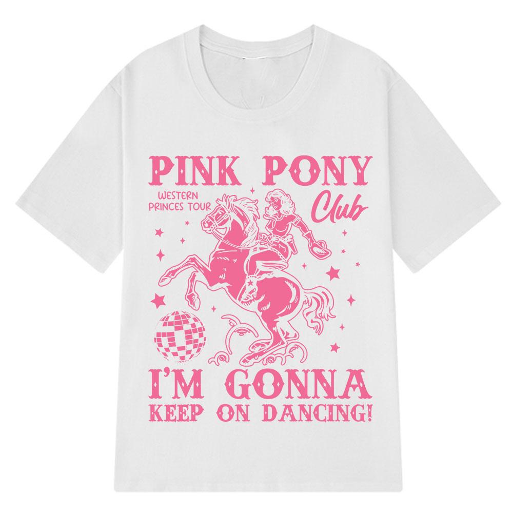 Pink Pony Club Fashion Print T-shirt Summer Short-sleeved 100% Cotton Casual T-shirts Man Woman Aesthetic Trendy Loose T-shirts
