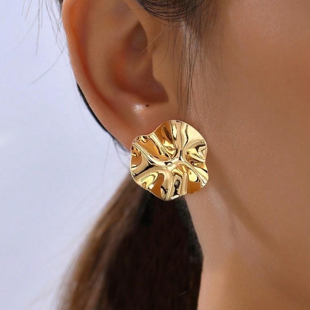 Folded Irregular Earrings Textured Surface Women's Earrings New Metal Earrings