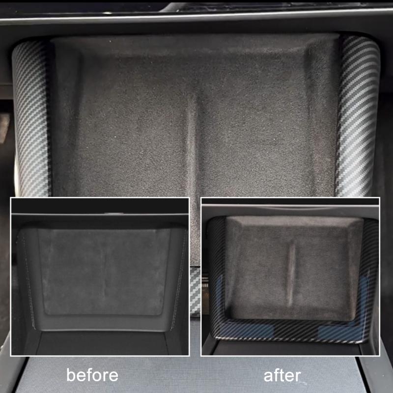 Upgrades Carbon Fiber Charging Dock Frame Multifunction Charging Center Trim Strips Car Spare for Vehicle Center Console