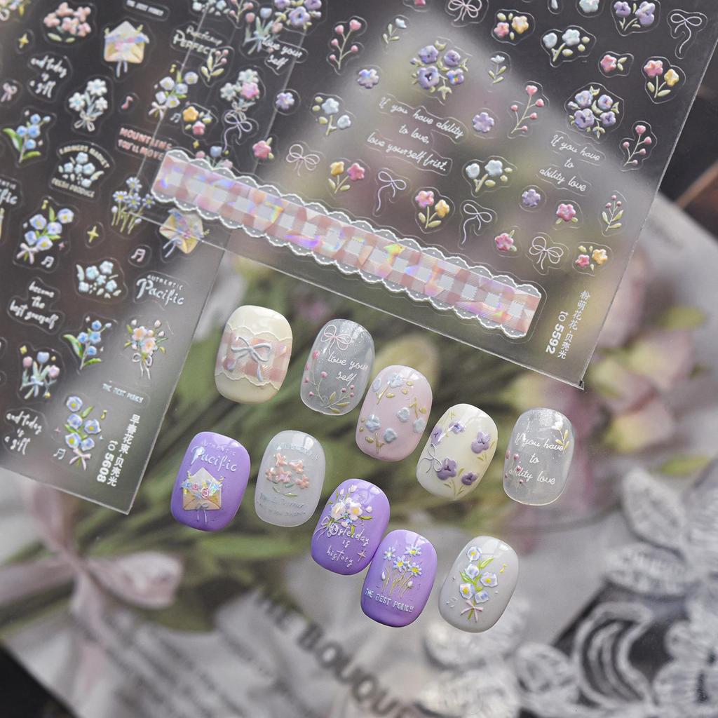 Tomoni Shell Light Nail Stickers: Popular, Fresh Style Early Spring Floral Decoration