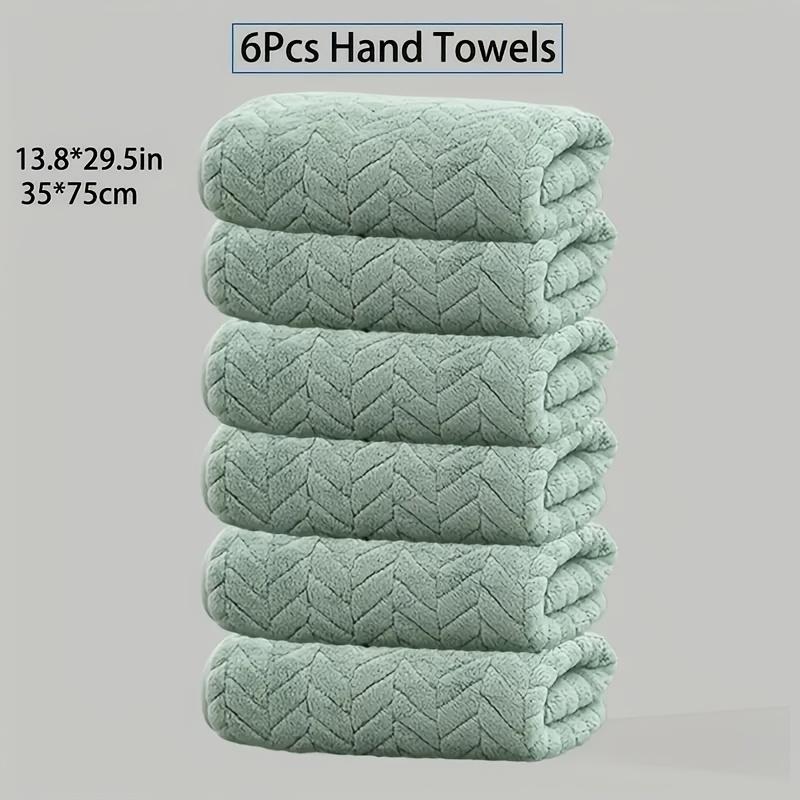 

Набор из 6 полотенец из микрофибры с пшеничным узором, мягкие и впитывающие для лица, ванны, спортзала и спа (Многофункциональный)