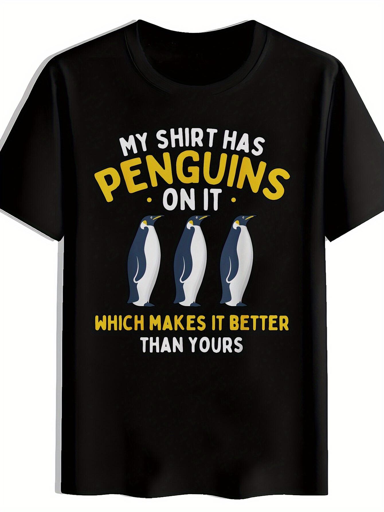 Funny Penguin Graphic T-shirt - My Shirt Has Penguins On It Slogan Print XXXXL