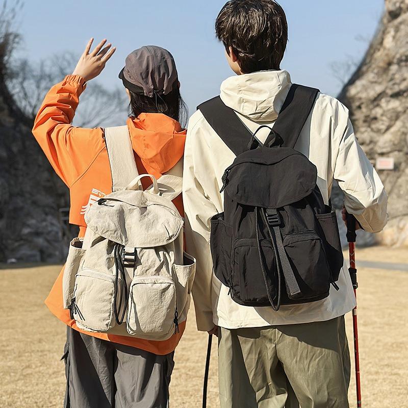 New high-value fresh and sweet backpack couple solid color simple mountaineering travel lightweight backpack