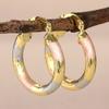Huitan Luxury Women Three Tone Metal Hoop Earrings for Wedding Party Engagement Elegant Delicate Accessories Fashion JewelryGood Product
