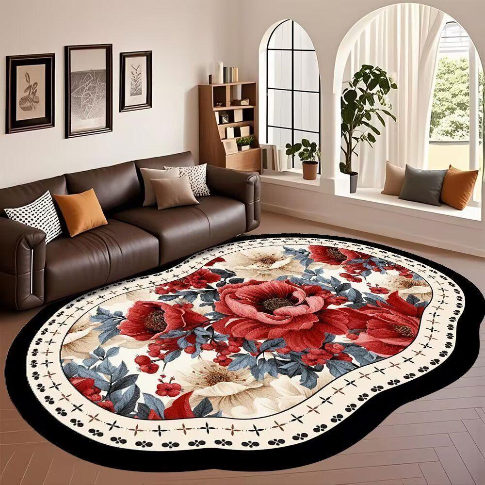 

Овальный ковер с цветочным рисунком, Роскошный и мягкий ковер неправильной формы, Европейский винтажный ковер, Подходит для гостиной, спальни, столовой, кухни, прихожей 200*300CM