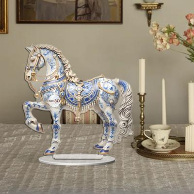 Acrylic Horse Desk Ornament 2D Flat Horse Sign Tabletop Centerpiece for Living Room Office Desk Shelf Cabinet Decor