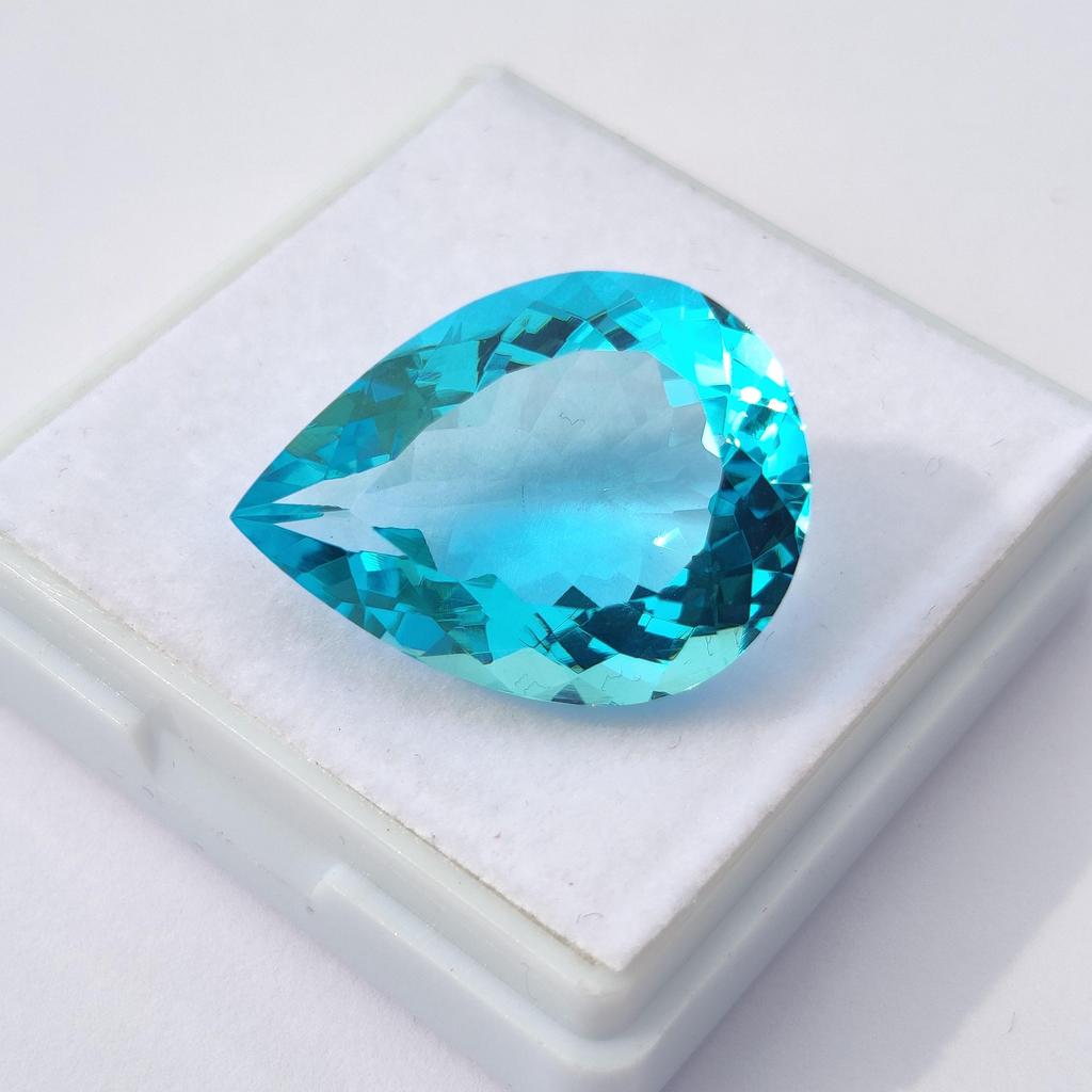 Pear Cut Sky Blue Topaz Shade Glass Stone, 21.95 Carat, 24x18x10 MM Size Pear Shape Stone.