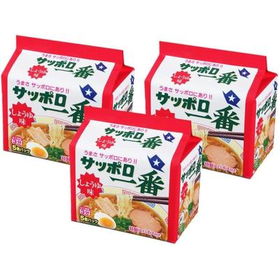 Sapporo Ichiban greitai paruošiamų ramen sojų padažo skonio 5 pakuotės x 3 maišeliai