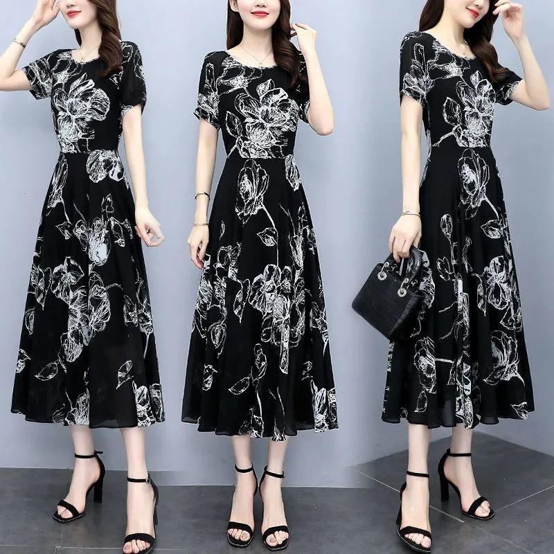 Ice silk new thin summer dress women's long fashion dress fairy swing skirt