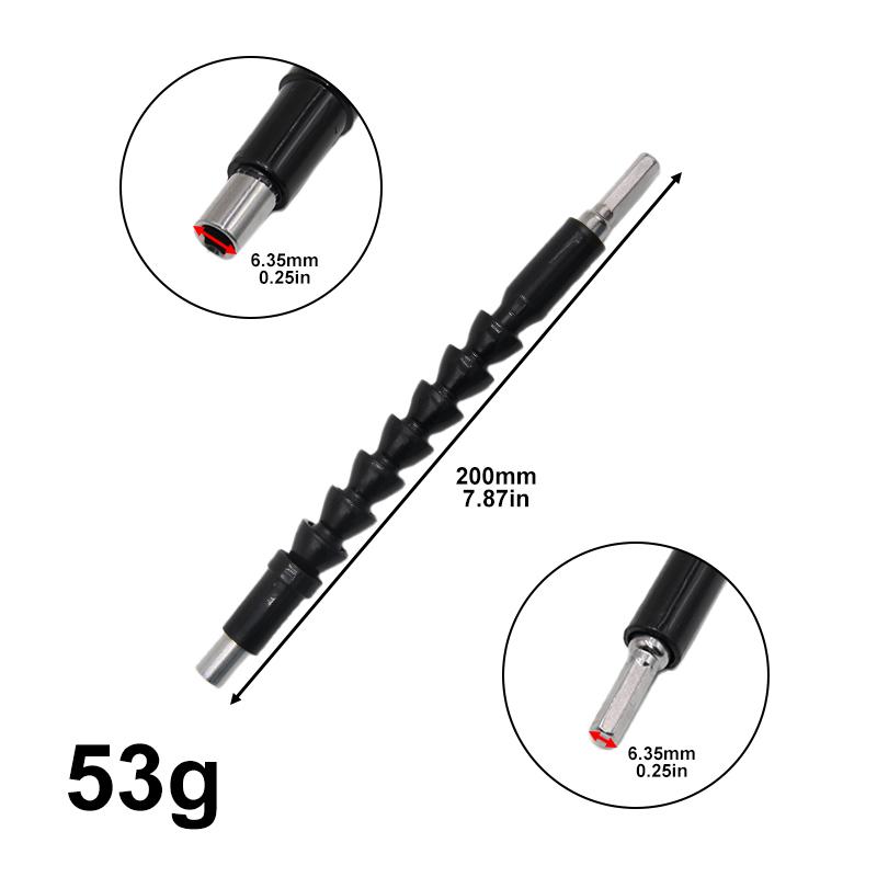 200-300mm Hexagonal Handle Black Soft Shaft Hand Drill Screwdriver Head Universal Joint Extend Connect Rod Power Tool Accessory