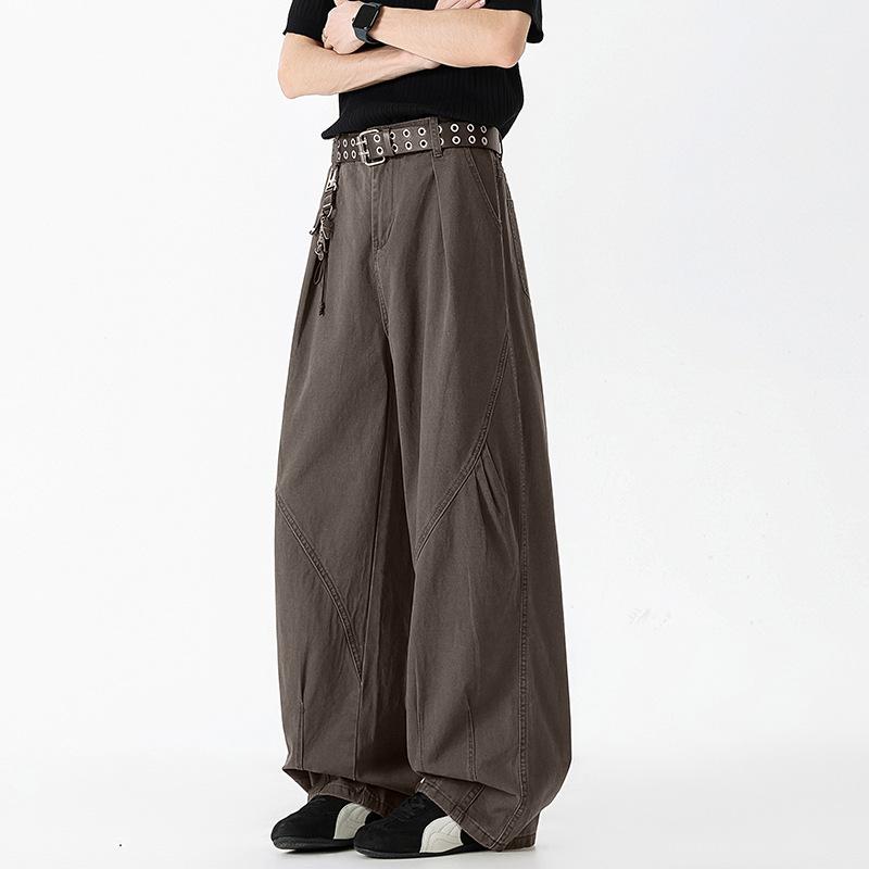 Men's and Women's Loose Straight Denim Overalls Wide-leg Pants