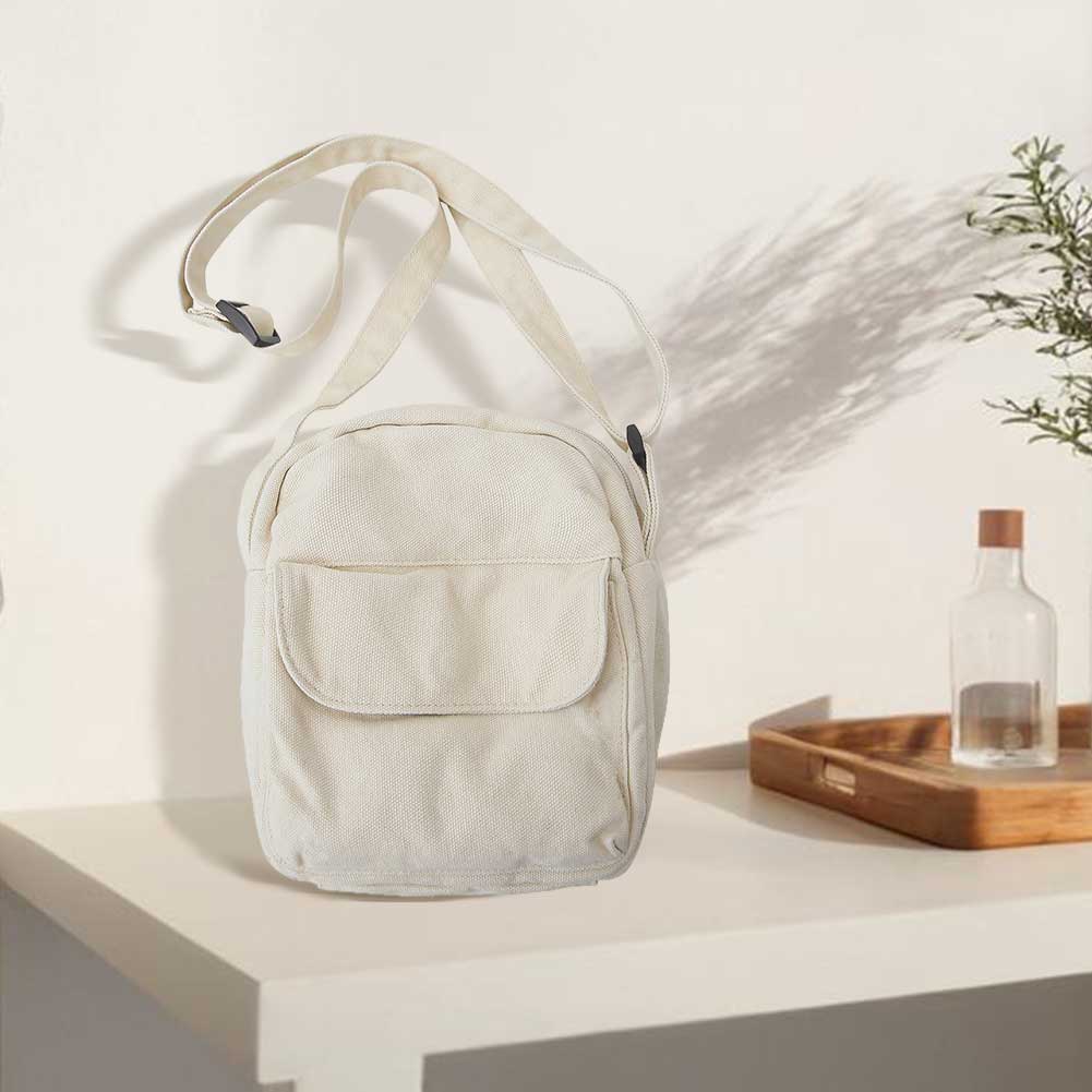 

Crossbody Bag for Women Adjustable Strap Messenger Bag Canvas Solid Color Clutch Purse for Travel Commuting білий