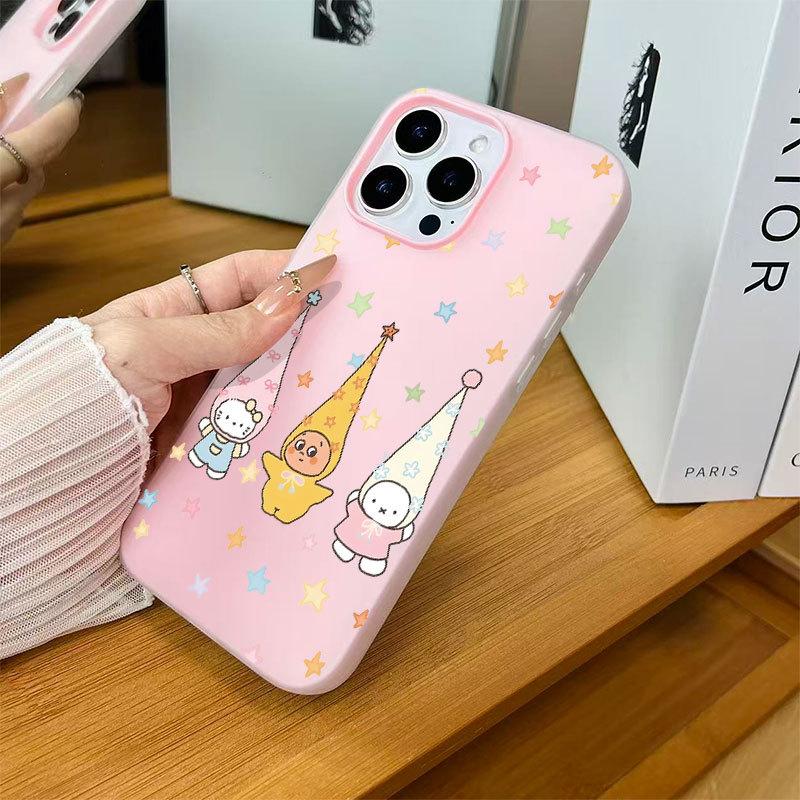 Jelly 2-in-1 Mobile Phone Case Is Suitable for Apple 17promax Cartoon Simple 14 15 16 Hard Case 16Pro.