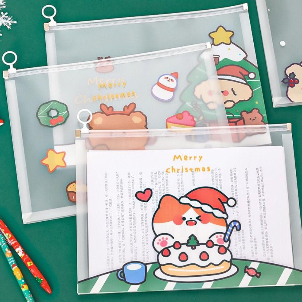 Stationery Snowman Pencil Case Information Pack Documents Filling Bag File Folder PP File Bag