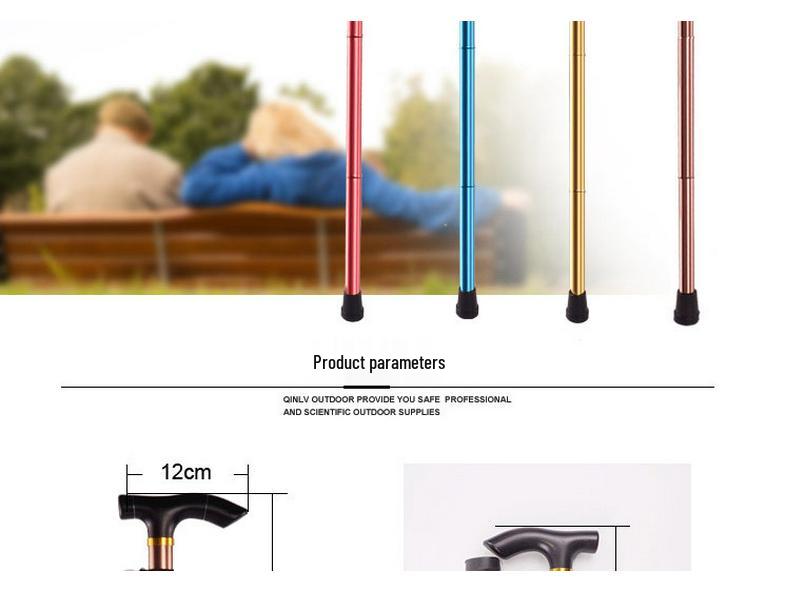 Outdoor Folding Telescopic Trekking Pole - Five-Section Walking Stick for Elderly