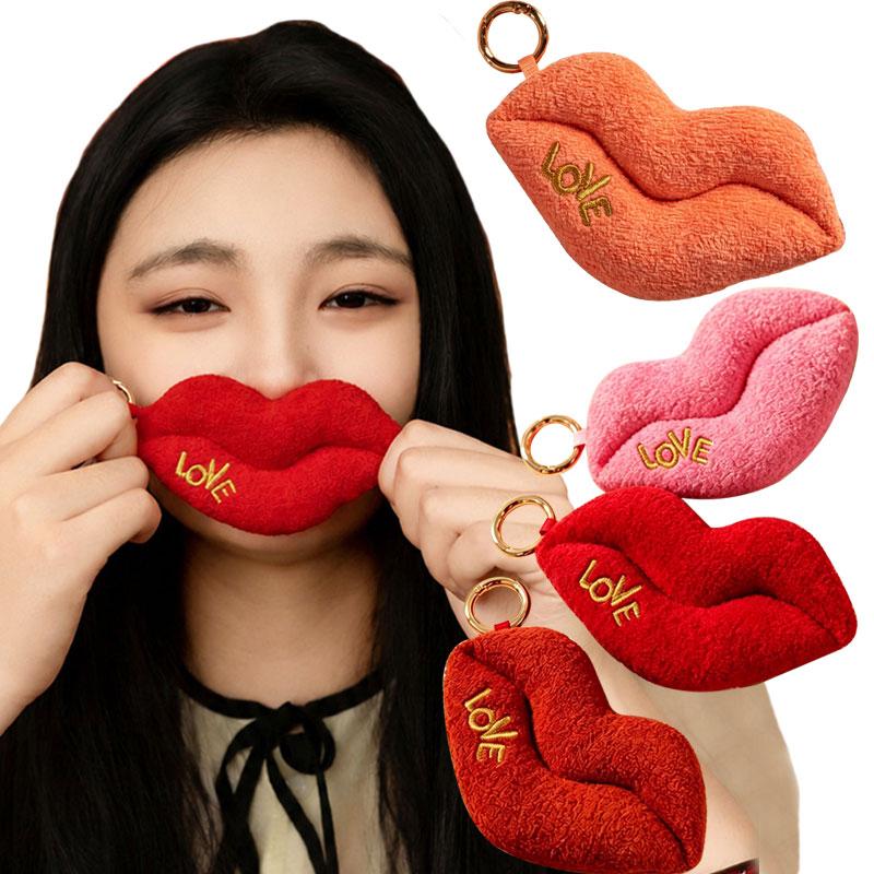 1Pc 10Cm Funny Red Lips Plush Toy Creative Plush Pendant Toy Red Lip Pendant Doll For Bag Keychain Valentine'S Gift