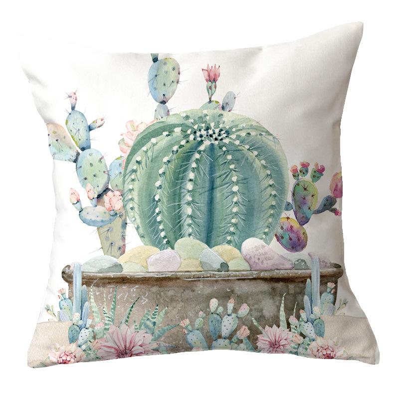 Office Chair Cushion Home Pillow Case Ins Plush Printed Pillow Case Green Plant Nordic Style Pillow