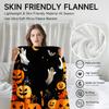 1 piece Halloween-themed black flannel blanket with orange pumpkins and ghosts, soft for sofa, bed, office, all-season use.