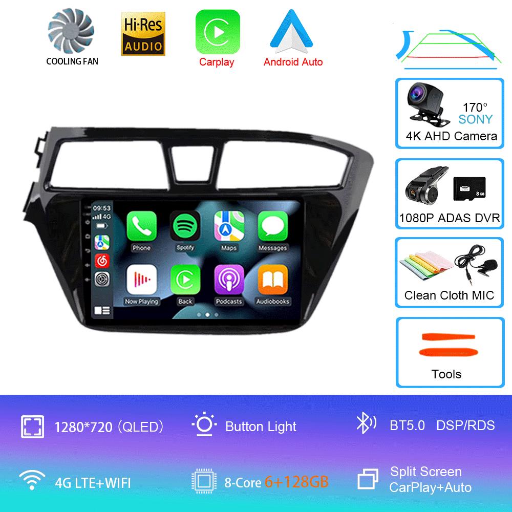 Car Radio Android 14 Carplay Auto 2K Screen Multimedia Video Player For Hyundai I20 2 II GB 2014 - 2018 2 Din Autoradio Stereo