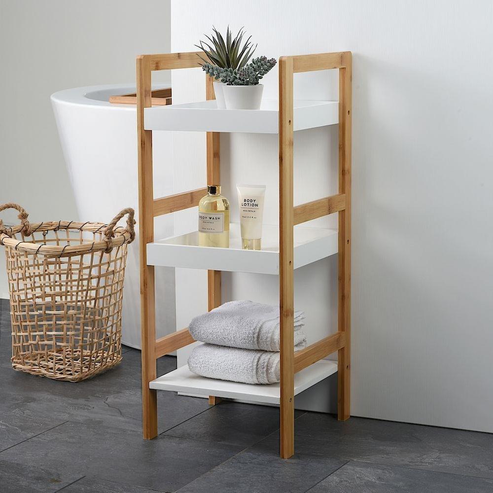 3-tier bamboo bathroom shelf 30x30x72 cm