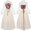 Vintage Renesansowa Sukienka z Kwiatowym Gorsetem, Wiktoriańska Średniowieczna Suknia z Bufiastymi Rękawami dla Kobiet, Idealna na Cosplay, Halloween i Imprezy Tematyczne