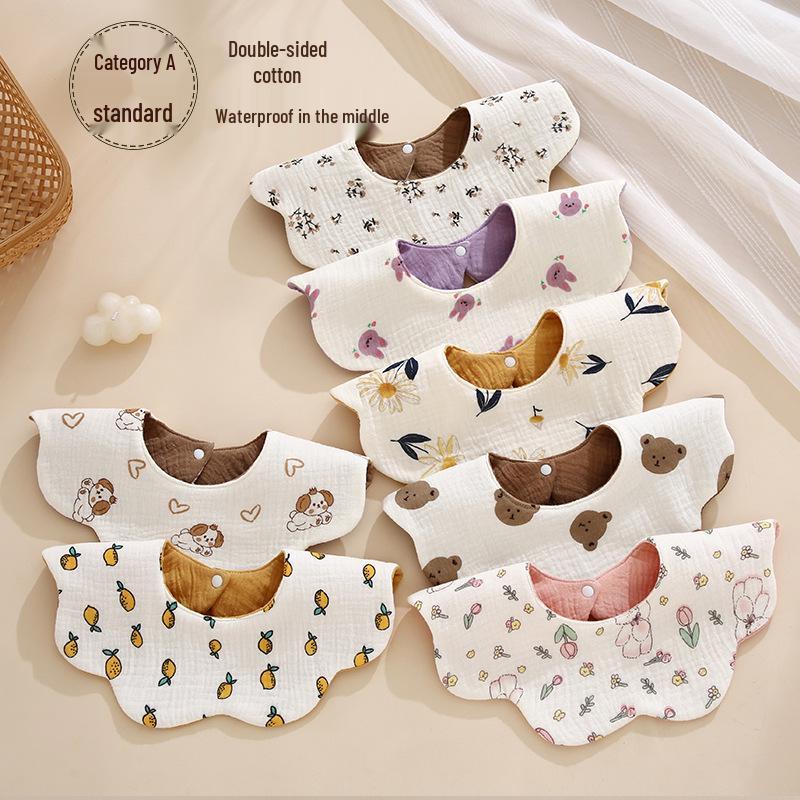 Bavoir pour bébé double face rotatif à 360°, Gaze de coton, Toutes saisons, Absorbant, Qualité Classe A