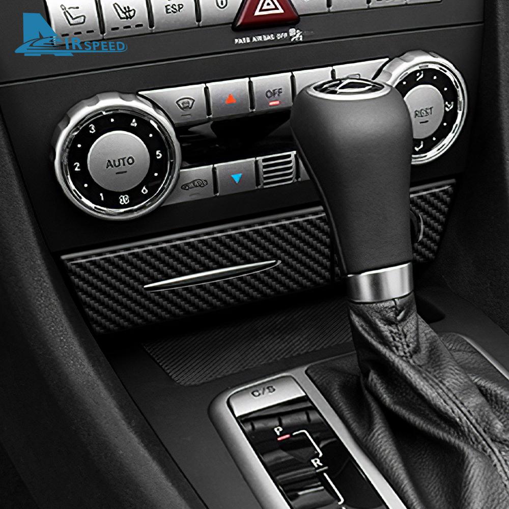 Real Soft Carbon Fiber Trim Sticker For Mercedes Benz SLK R171 2004 2005 2006 2007 2008 2009 2010 Car AC Storage Bottom Panel