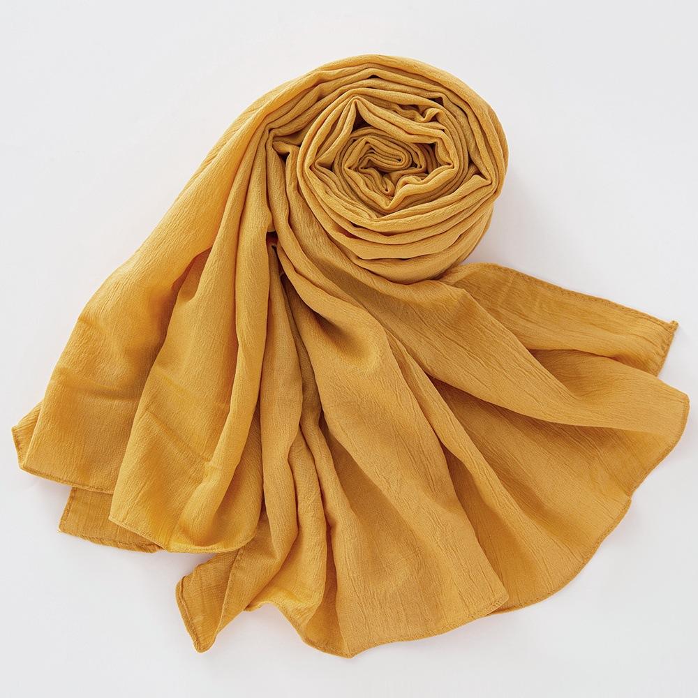 New Breathable Crumpled Scarf For Women Girls Solid Scarves Soft Cotton Wrinkle Pashmina Shawl Foulard Winter Warm Wrap Shawls