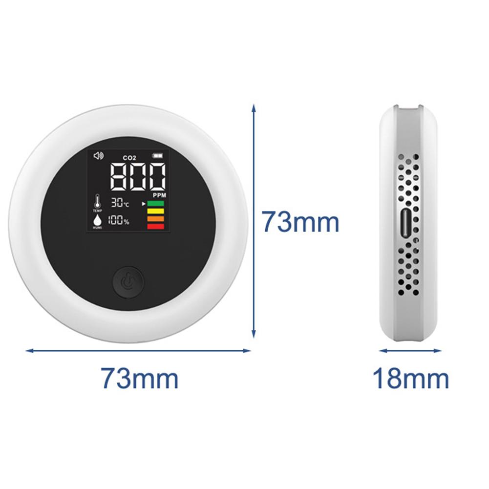 3 In 1 CO2 Meter Detector Portable Carbon Dioxide Meter With Buckle Infrared NDIR Sensor USB Charging for Planting Rooms Tourism