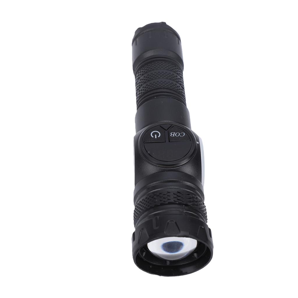 Rechargeable Flashlight High Luminous Flux Daul Light Source Telescopic Zoom Flashlight with Magnetic Base for Camping